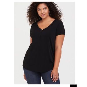 Black Studio Knit Button Top